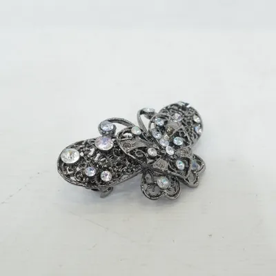 Brosch (Svart) Okänd metall, Glas