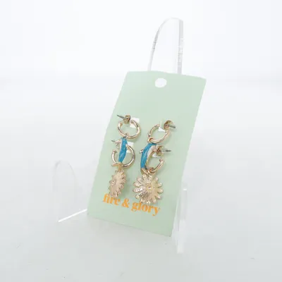 Earrings (Gold, Blue) from Fire & Glory Titan, Plastic