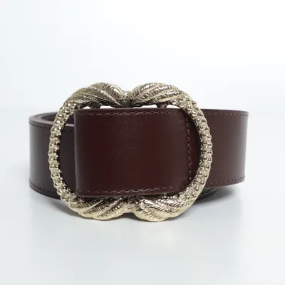 Belt (Brown, Gold) from Sézane Leather