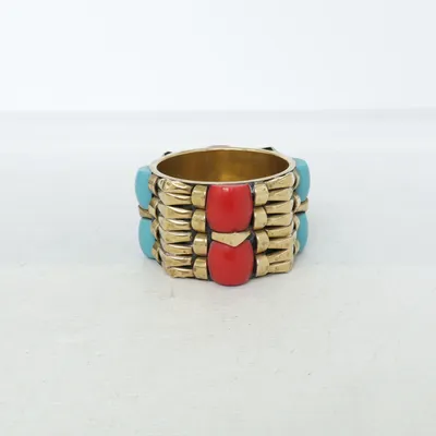 Armring (Guldfärgad, Röd, Blå) Okänd metall, Mässing