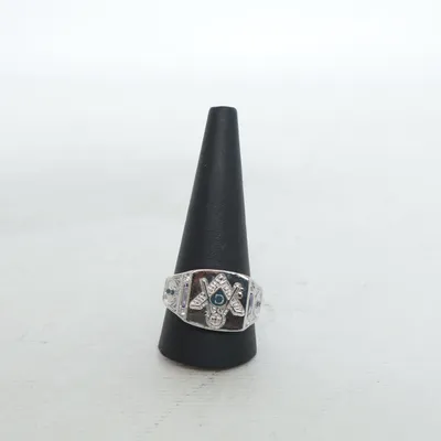 Signet ring (Silver, Blue) Unknown metal