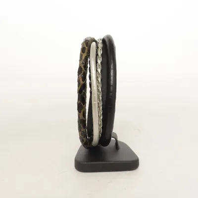 Bracelet (Black, Brown, Silver) Unknown metal