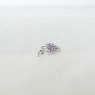 Brosch (Lila, Silverfärgad) Okänd metall