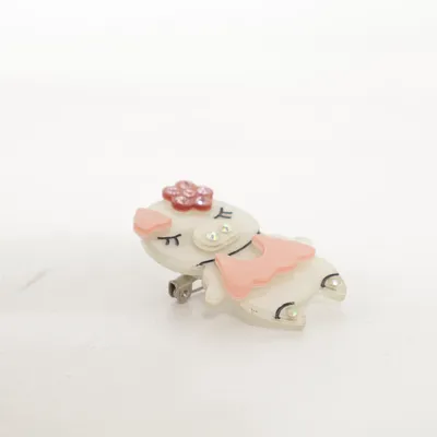 Broche (Blanc, Rose) Plastique