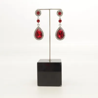 Oorbellen (Rood, Zilver) Onbekend materiaal