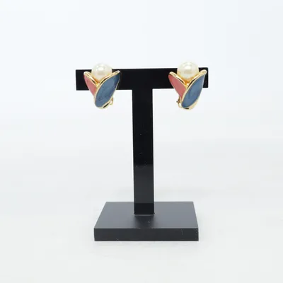 Clips-örhängen (Blå, Röd, Guldfärgad) Okänd metall