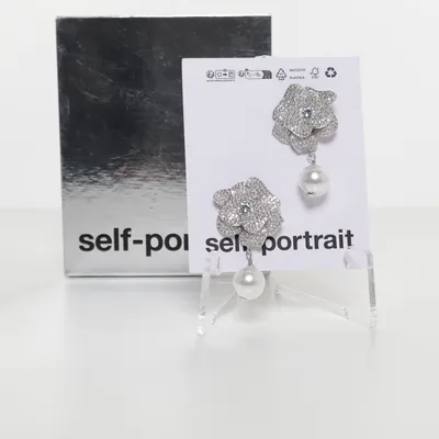 Earrings (Silver, White) from Self-Portrait Unknown metal