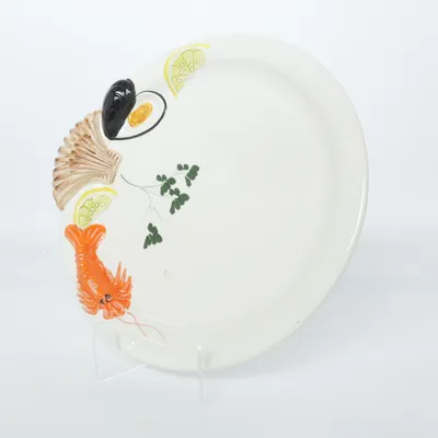 Visplateau (Bassano • kräftfat • skaldjursfat • fiskfat • serveringsfat • italiensk keramik • majolika • vintage • statement piece • dopamine decor • maximalism • tablescape • sardine girl • Amalficore • Greek chic • coastal energy) van Bassano