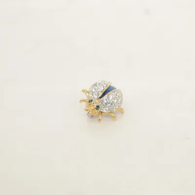 Brooch (Gold, Blue, Multicolored) Unknown metal