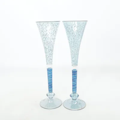 Champagneglas (Blå, Flerfärgad)