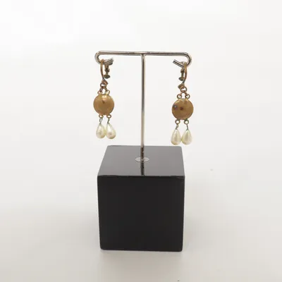Boucles d'oreilles clips (Or, Blanc) Métal inconnu