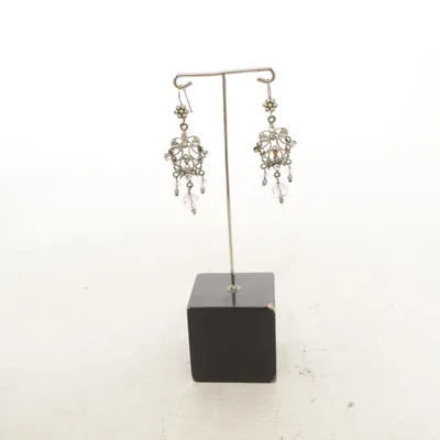 Boucles d'oreilles (Argent, Rose) Métal inconnu