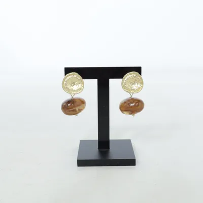 Örhängen (Brun, Guldfärgad) Okänd metall