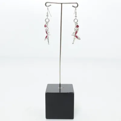 Earrings (Silver, Pink) Unknown metal