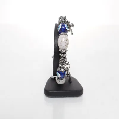 Armband (Blå, Vit, Silverfärgad) Okänd metall