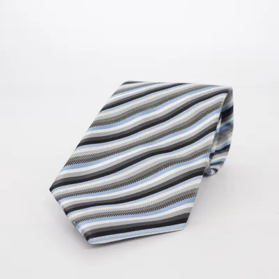 Cravate (Bleu, Gris, Blanc) de Madison Avenue Polyester