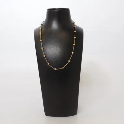 Halsband (Forgyldt, Sterling sølv kugle halskæde. Den er stemplet. / Gold pleated, sterling silver, bead necklace. Its stamped with the hallmark 925) Silver