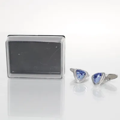 Cufflinks (Blue, Silver) Unknown metal
