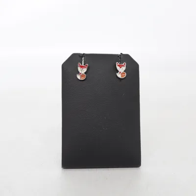 Boucles d'oreilles (Argent, Rouge, Blanc) Métal inconnu
