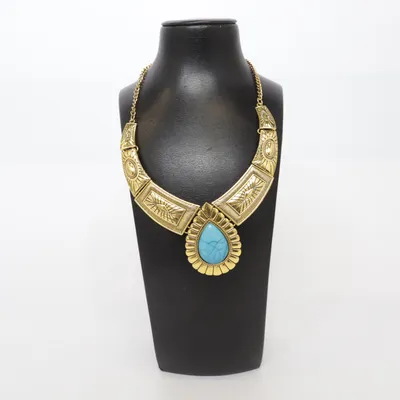 Necklace (Gold, Turquoise) Unknown metal