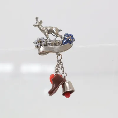 Brosch (Silverfärgad, Flerfärgad) Okänd metall