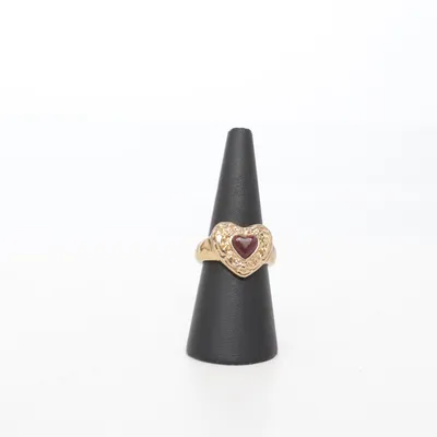 Ring (Guldfärgad, Röd) Okänd metall