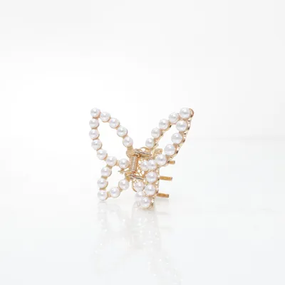 Hårklämma (Guldfärgad, Vit)