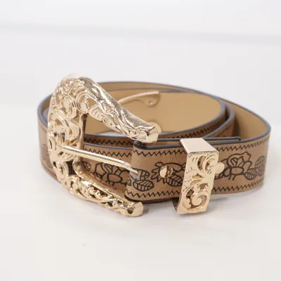 Bälte (Brun, Guldfärgad)