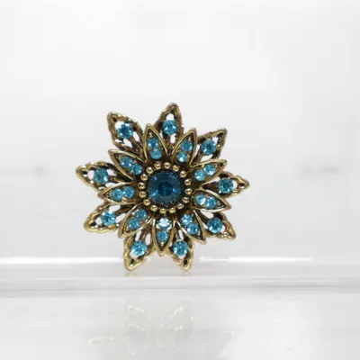 Brooch (Gold, Blue) Unknown metal