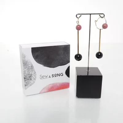 Earrings (Black, Pink, Gold) Unknown metal