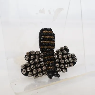 Brooch (Black, Silver, Multicolored) Unknown metal