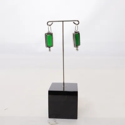 Örhängen (Grön, Silverfärgad) Okänd metall