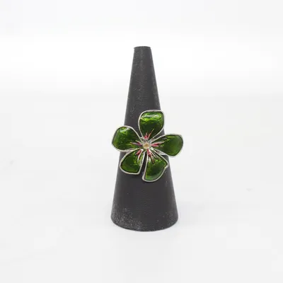 Ring (Green, Silver) Unknown metal