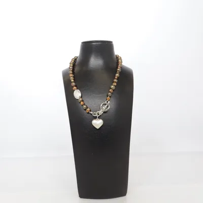 Halsband (Brun, Silverfärgad) från Baglady Okänd metall