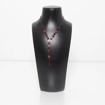 Halsband (Röd, Silverfärgad) Okänd metall