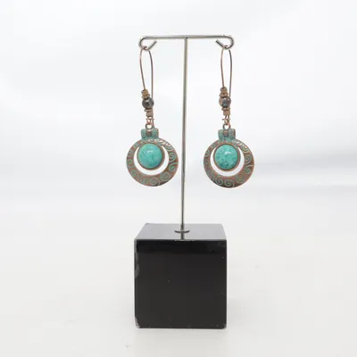 Boucles d'oreilles (Turquoise, Marron) Métal inconnu