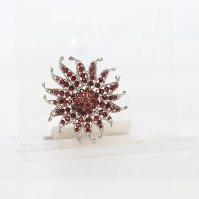 Brosch (Röd, Silverfärgad) Okänd metall