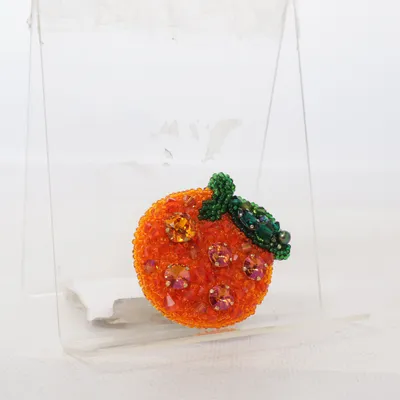 Brooch (Orange, Green, Multicolored) Unknown metal