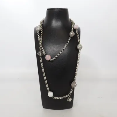 Halskæde (Sølv, Grå, Pink) fra Pearls for Girls Ukendt metal
