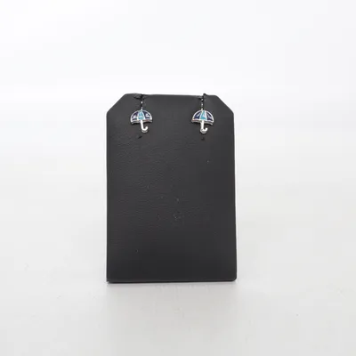 Boucles d'oreilles (Argent, Bleu) Métal inconnu