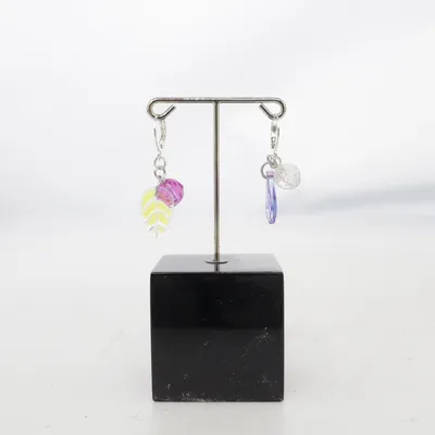 Boucles d'oreilles (Violet, Rose, Multicolore) Métal inconnu