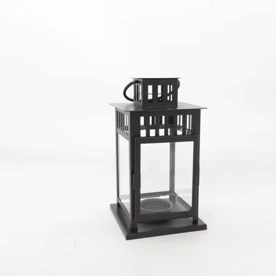 Lanterne (ljuslykta, Halloween, höstig, vintrig, inredning, glas, metall, magnetisk dörr, candle lantern, lucia, julstämning, julpynt, bärbar, handtag, svart, black, prydnadsföremål) de IKEA