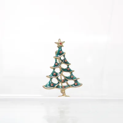 Brooch (Green, Gold) Unknown metal