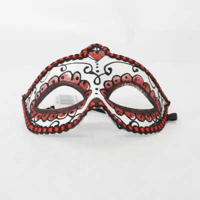 Maskerade masker (Hvid, Rød, Sort) fra Wicked Costumes