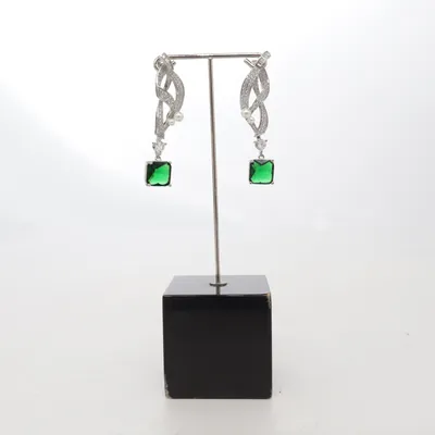 Oorbellen (Zilver, Groen) Onbekend materiaal
