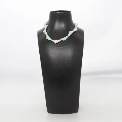 Ketting (Roze, Groen, Zilver) Onbekend materiaal