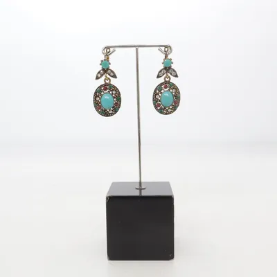 Boucles d'oreilles (Turquoise, Or, Multicolore) Métal inconnu