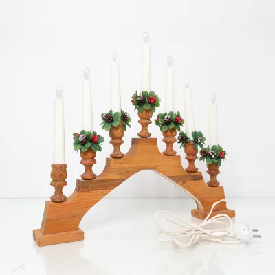 Elektrisk adventsljusstake (Brun, Flerfärgad)