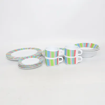 Tableware set (White, Multicolored)