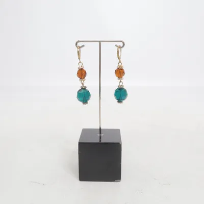 Earrings (Blue, Brown, Gold) from Dansk Smykkekunst Unknown metal